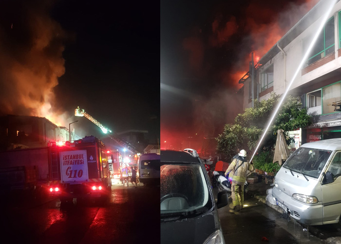 Başakşehir'de bir iş yerinin çatısı yandı